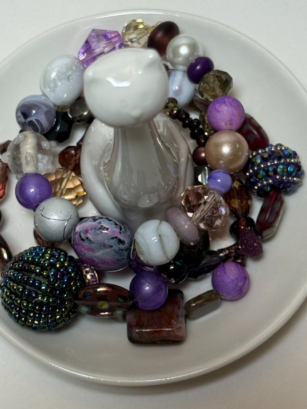 4 Stretchy Handcrafted Beaded Bracelets Purple Featuring Jesse James Beads